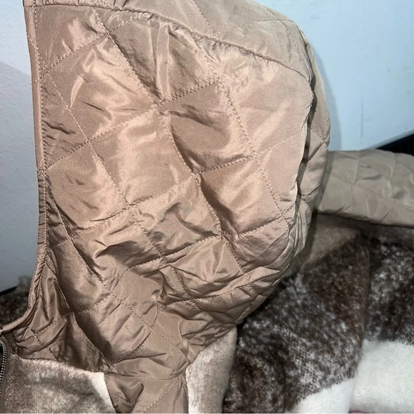 NWT Time & Tru Brown plaid poncho size L-XL Hooded Cozy 30% Recycled Fibers - Picture 7 of 16